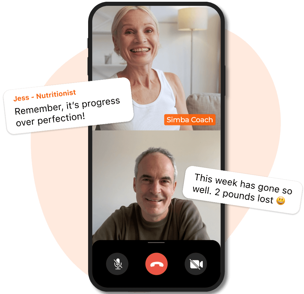 Monthly calls and unlimited messaging with your Simba Health coach